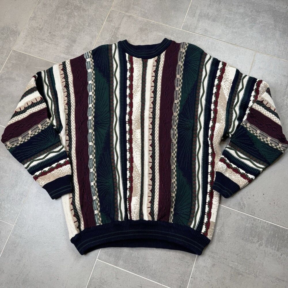 Vintage Cosby Divots Coogi Style 3D Textured Sweater Mens XL 90s Biggie